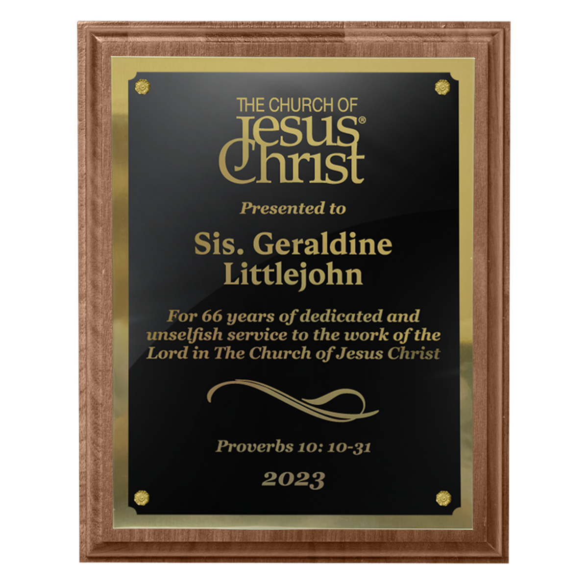400 Series Solid Walnut Plaque with Metal Plate and Backplate