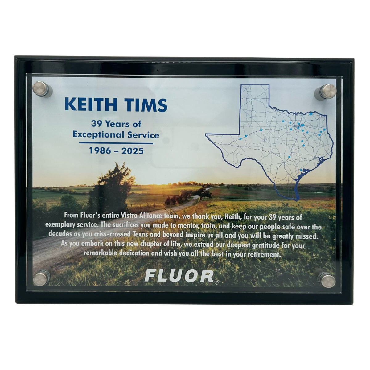 600 Series Standoff Plaque with Printed Backplate and Clear Acrylic Front Plate