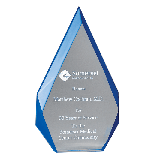 Flame Series Clear Acrylic with Blue Accented Bevels