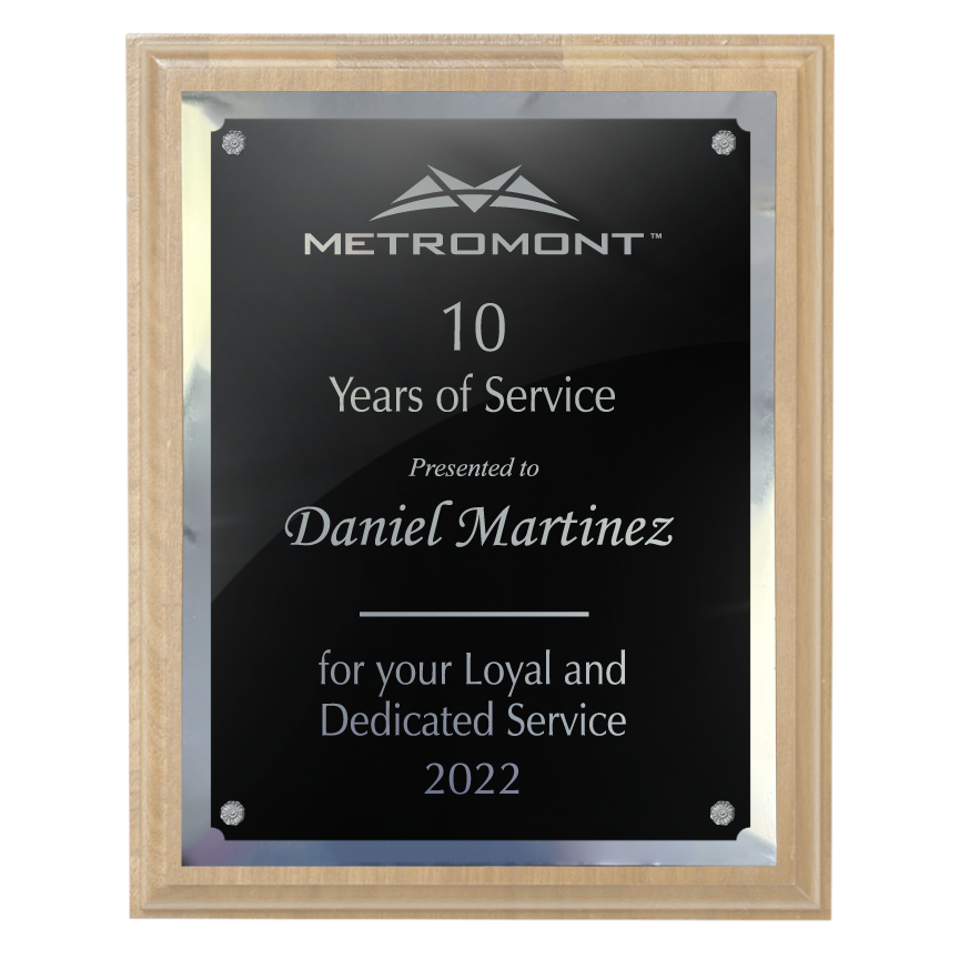 400 Series Solid Bamboo Plaque with Metal Plate and Backplate
