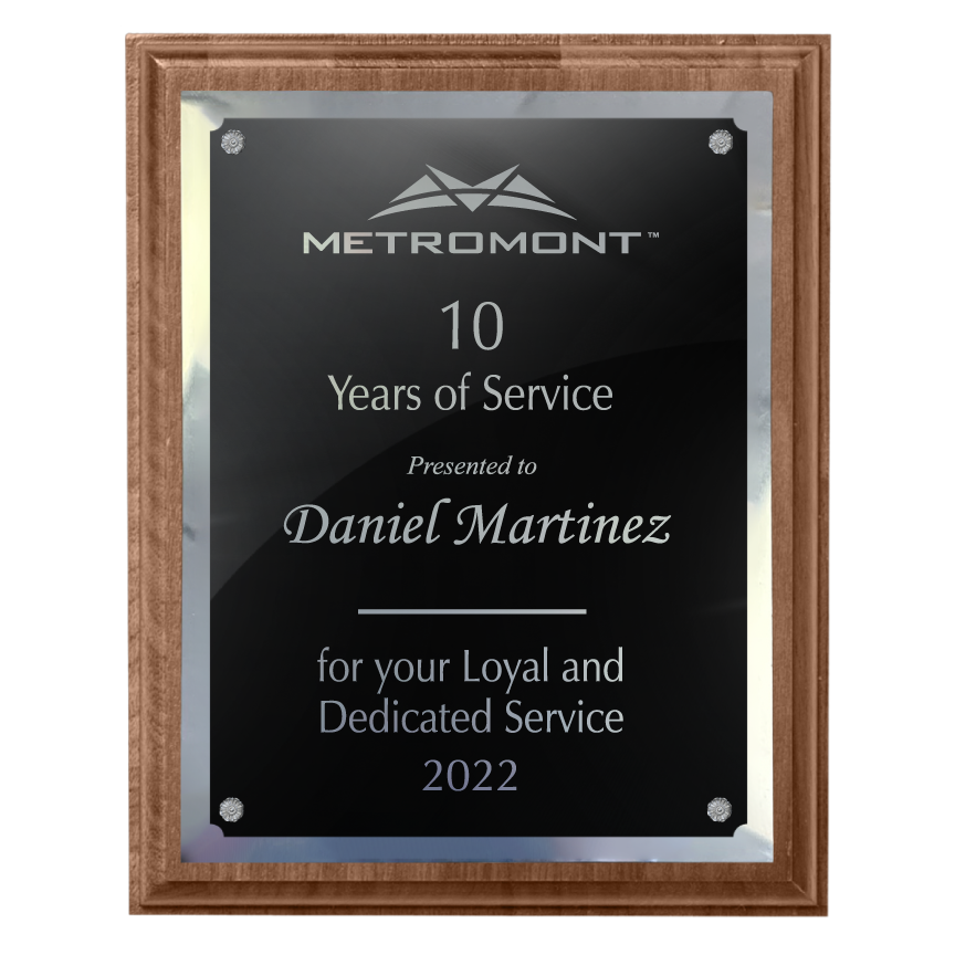 400 Series Solid Walnut Plaque with Metal Plate and Backplate