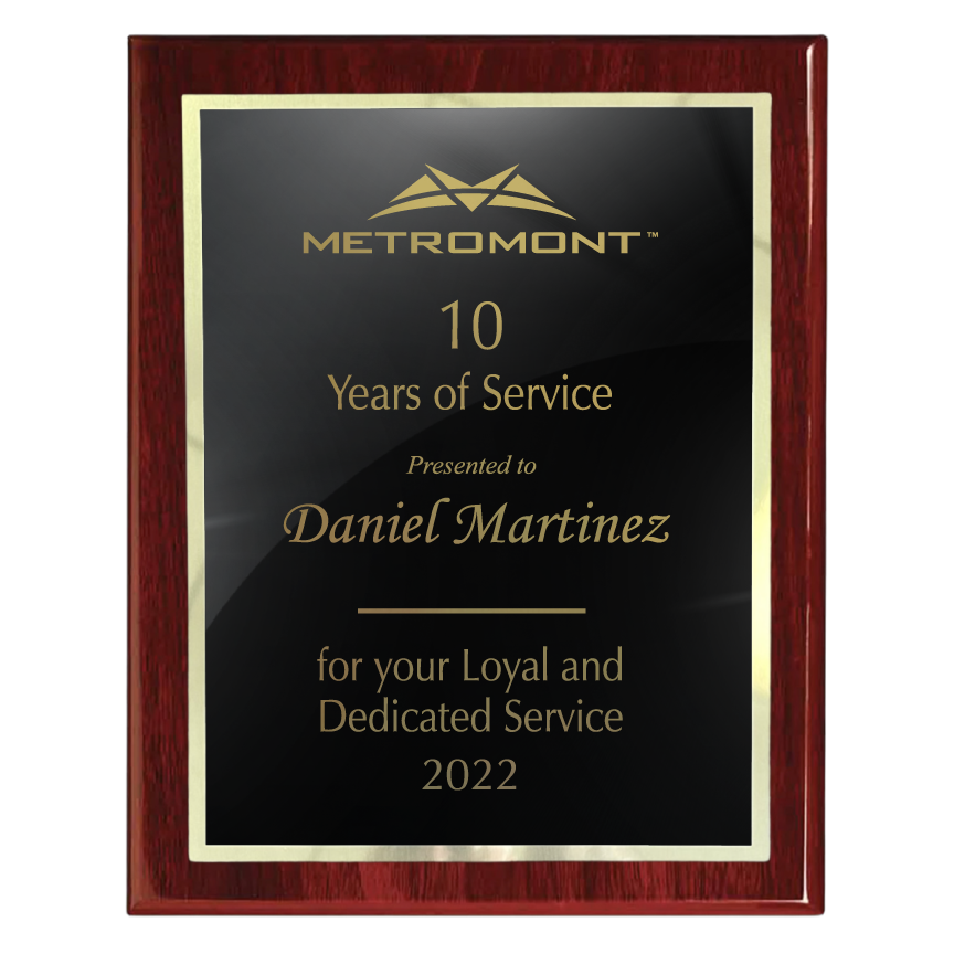 400 Series Piano Rosewood Plaque with Metal Plate and Backplate