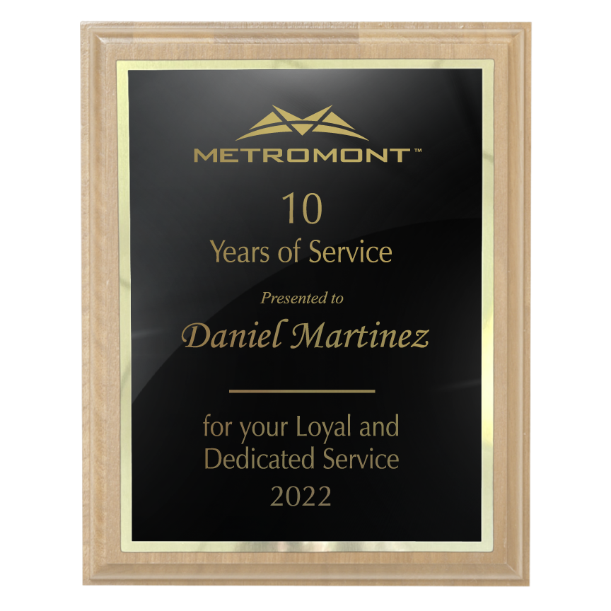 400 Series Solid Bamboo Plaque with Metal Plate and Backplate