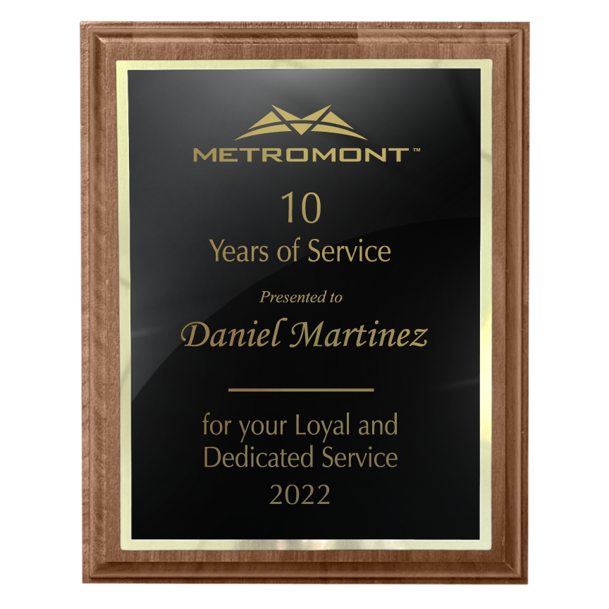 400 Series Solid Walnut Plaque with Metal Plate and Backplate