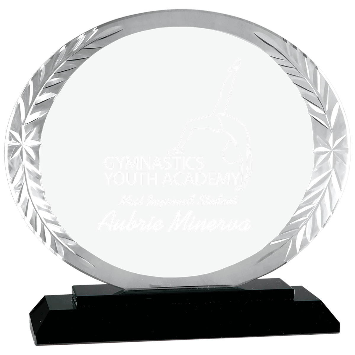 Oval Accent Crystal Award on Black Base
