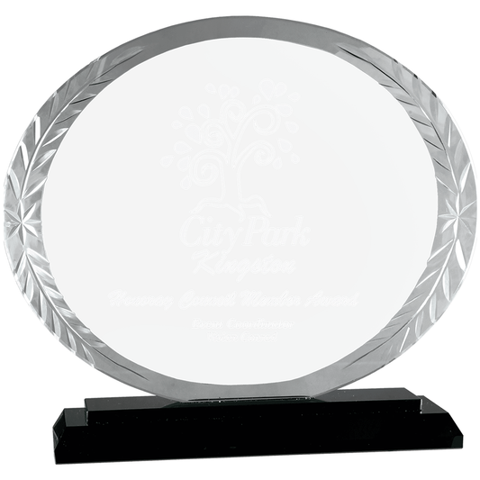 Oval Accent Crystal Award on Black Base