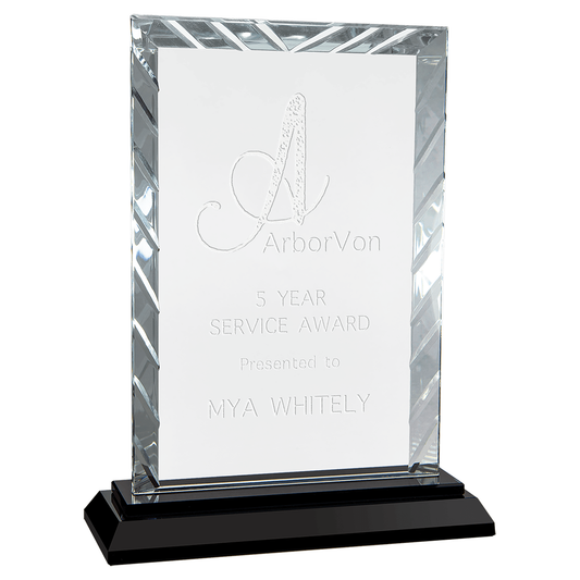 Rectangle Accent Crystal Award on Black Base