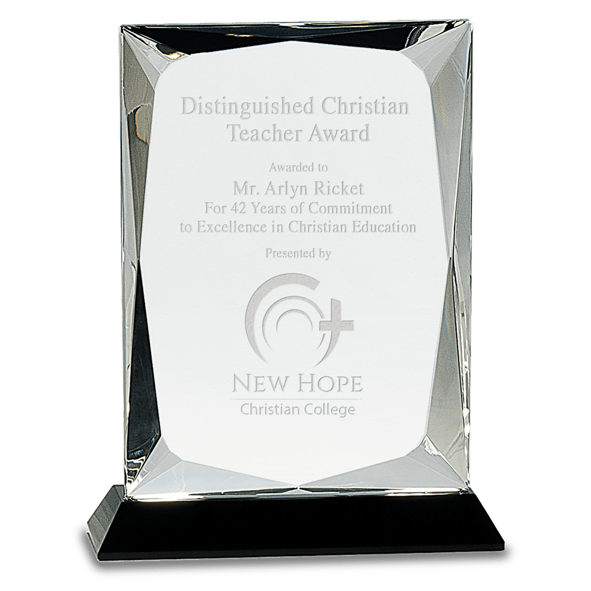 Clear Crystal Rectangle Award on Black Base