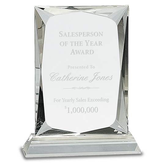 Clear Crystal Rectangle Award on Clear Base