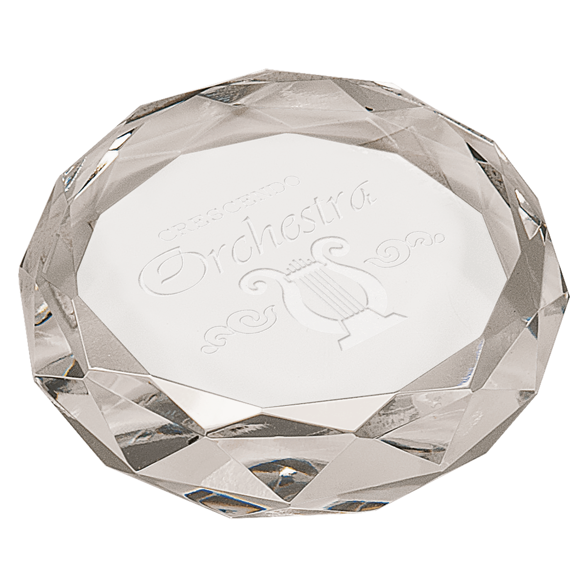 Round Faceted Crystal Paperweight