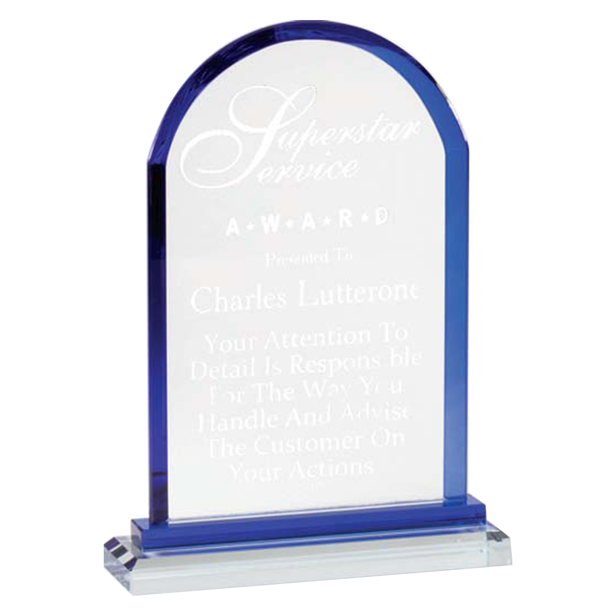 Crystal Dome Award with Blue Trim