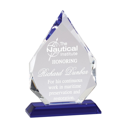 Arrowhead Crystal Award with Blue Base