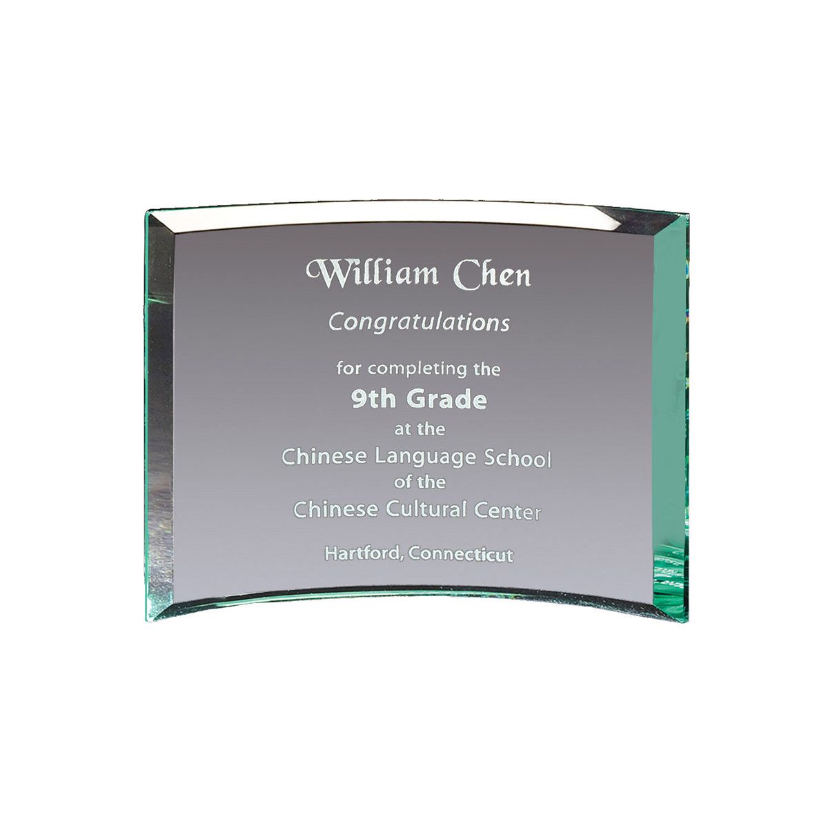 Curved Glass Plaque