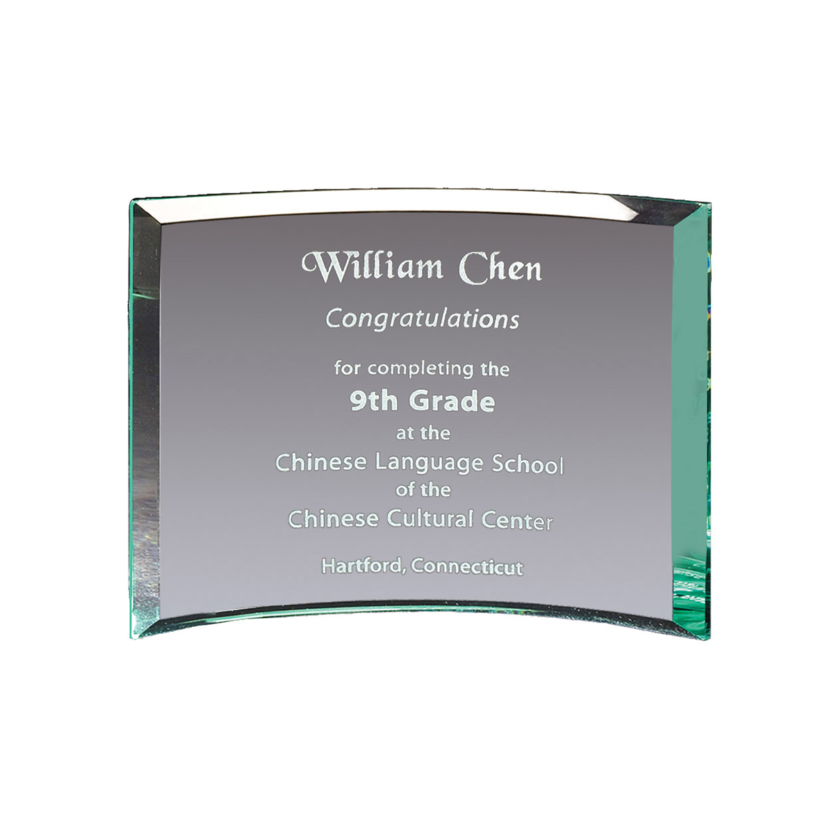 Curved Glass Plaque