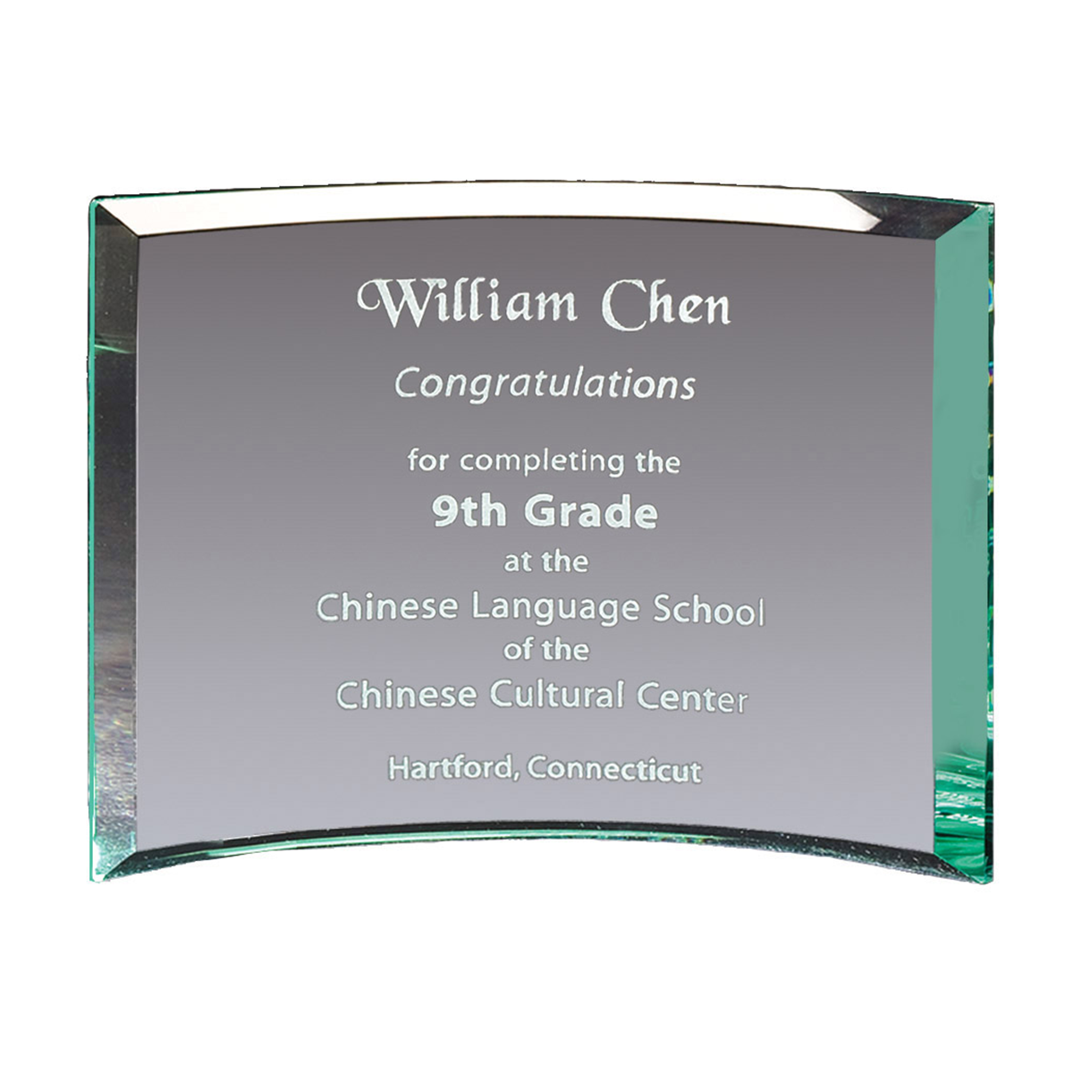 Curved Glass Plaque