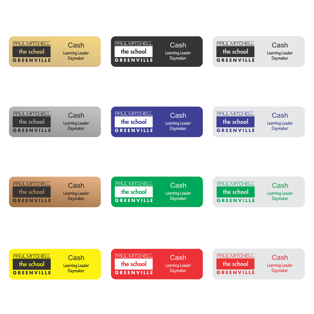 Engraved Badges with Rounded Corners in Multiple Colors and Sizes