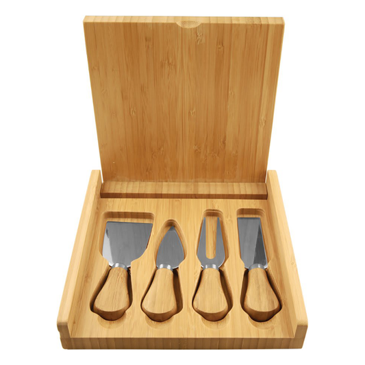 "Falls under Liberty Bridge" Bamboo Cheese Set - 4 Tools with Serving Board