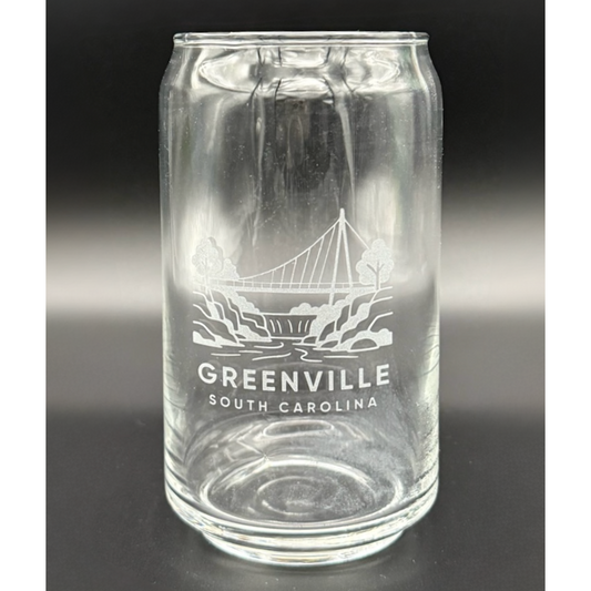 "Falls under Liberty Bridge" 16 oz Can Glass