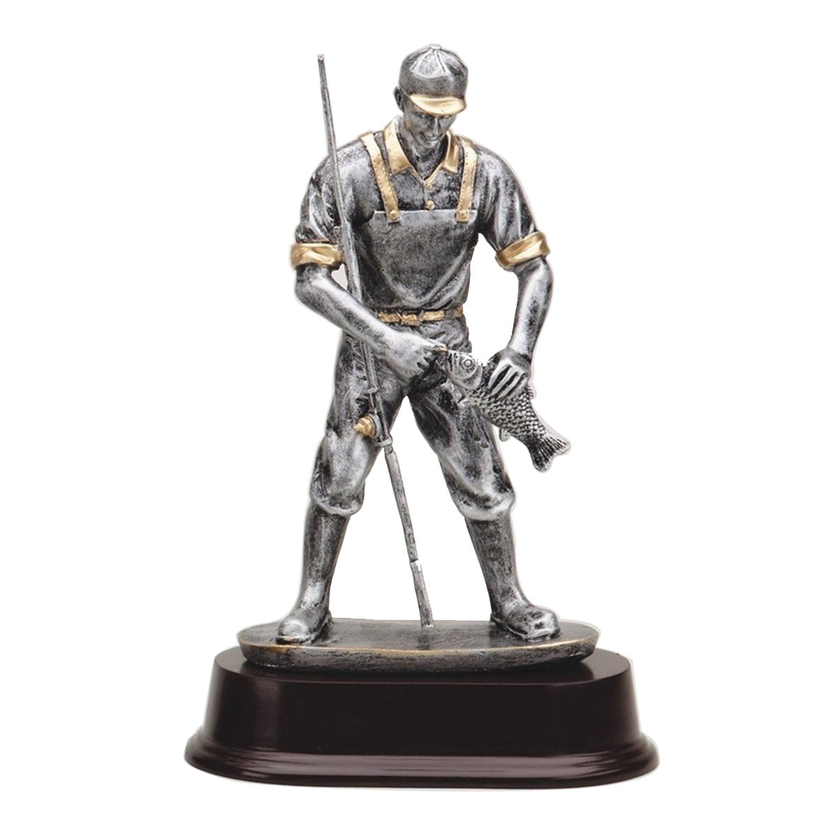 Fisherman with Gold Trim Resin Trophy