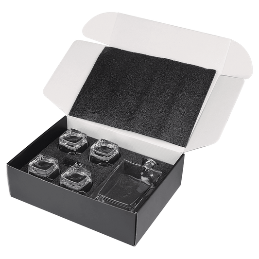 Rectangle Glass Decanter Set with Four 8 oz. Glasses