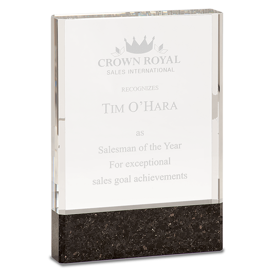 Clear Fusion Crystal Award with Genuine Black Marble