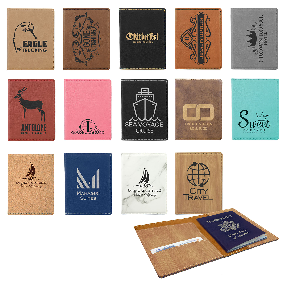 Laserable Leatherette Passport Holder