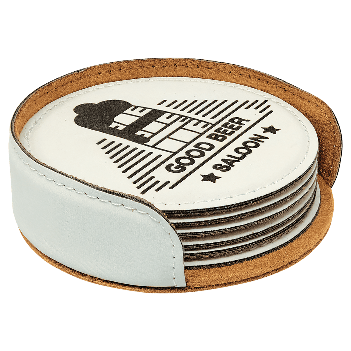 Leatherette Round 6-Coaster Set