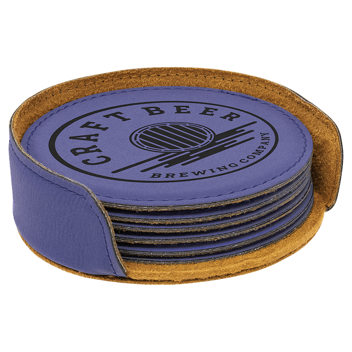 Leatherette Round 6-Coaster Set