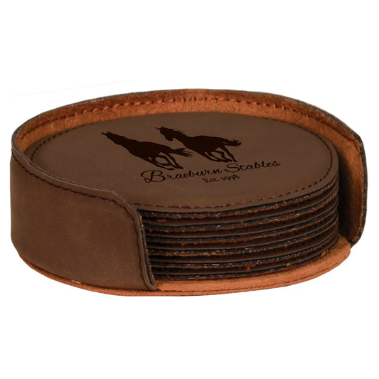 Leatherette Round 6-Coaster Set