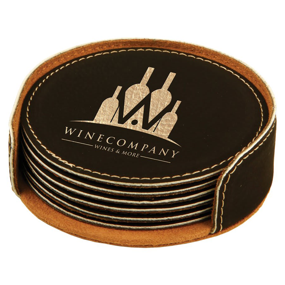 Leatherette Round 6-Coaster Set