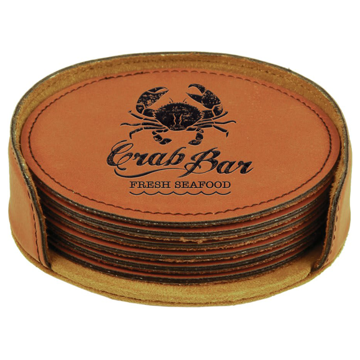 Leatherette Round 6-Coaster Set