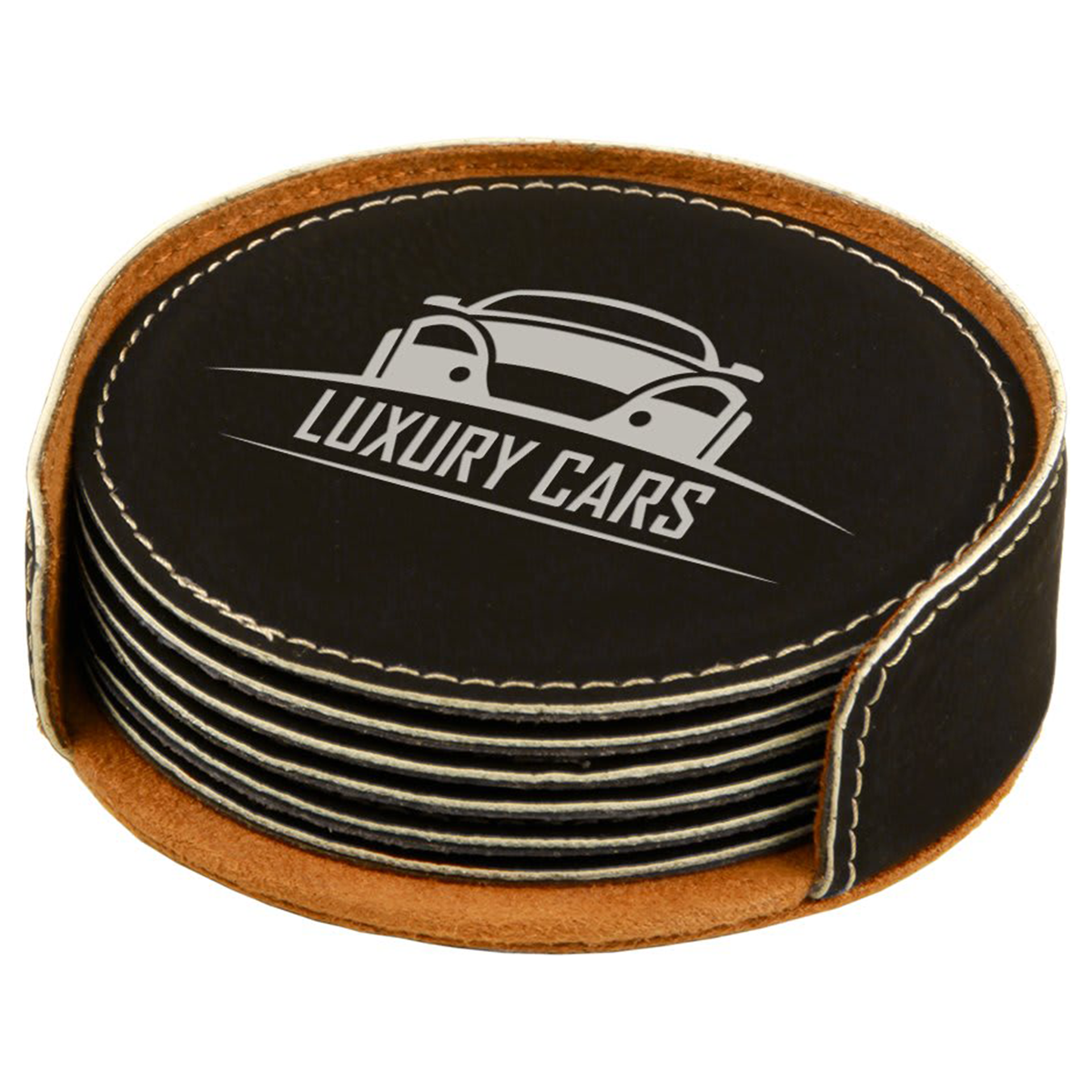 Leatherette Round 6-Coaster Set