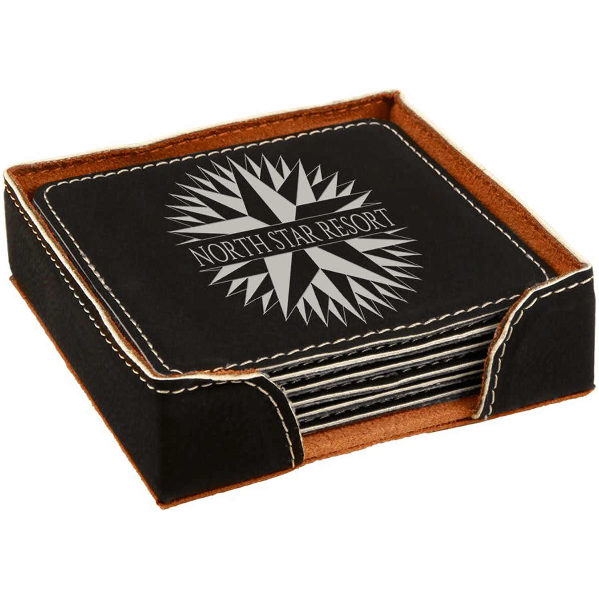 Leatherette Square 6-Coaster Set