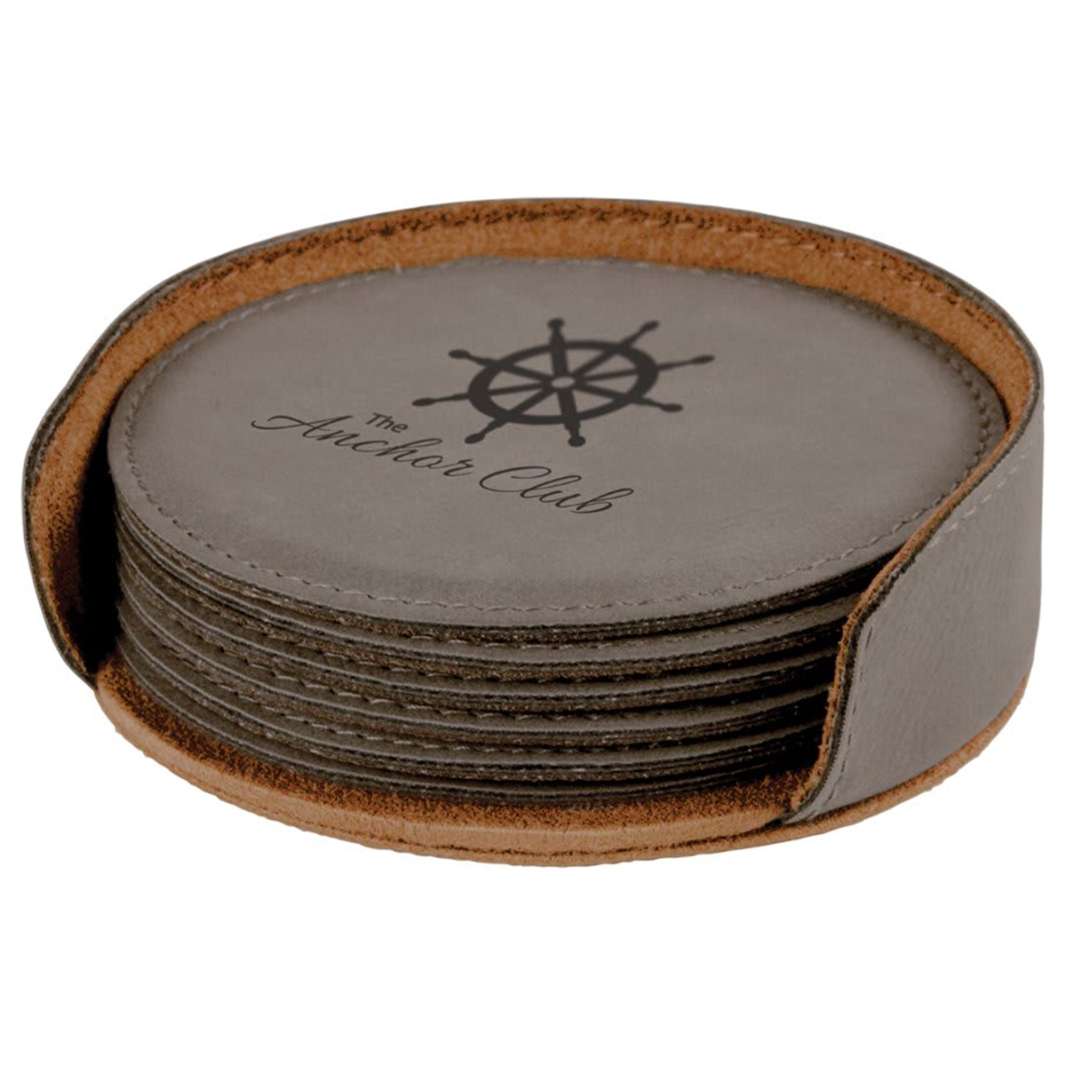 Leatherette Round 6-Coaster Set