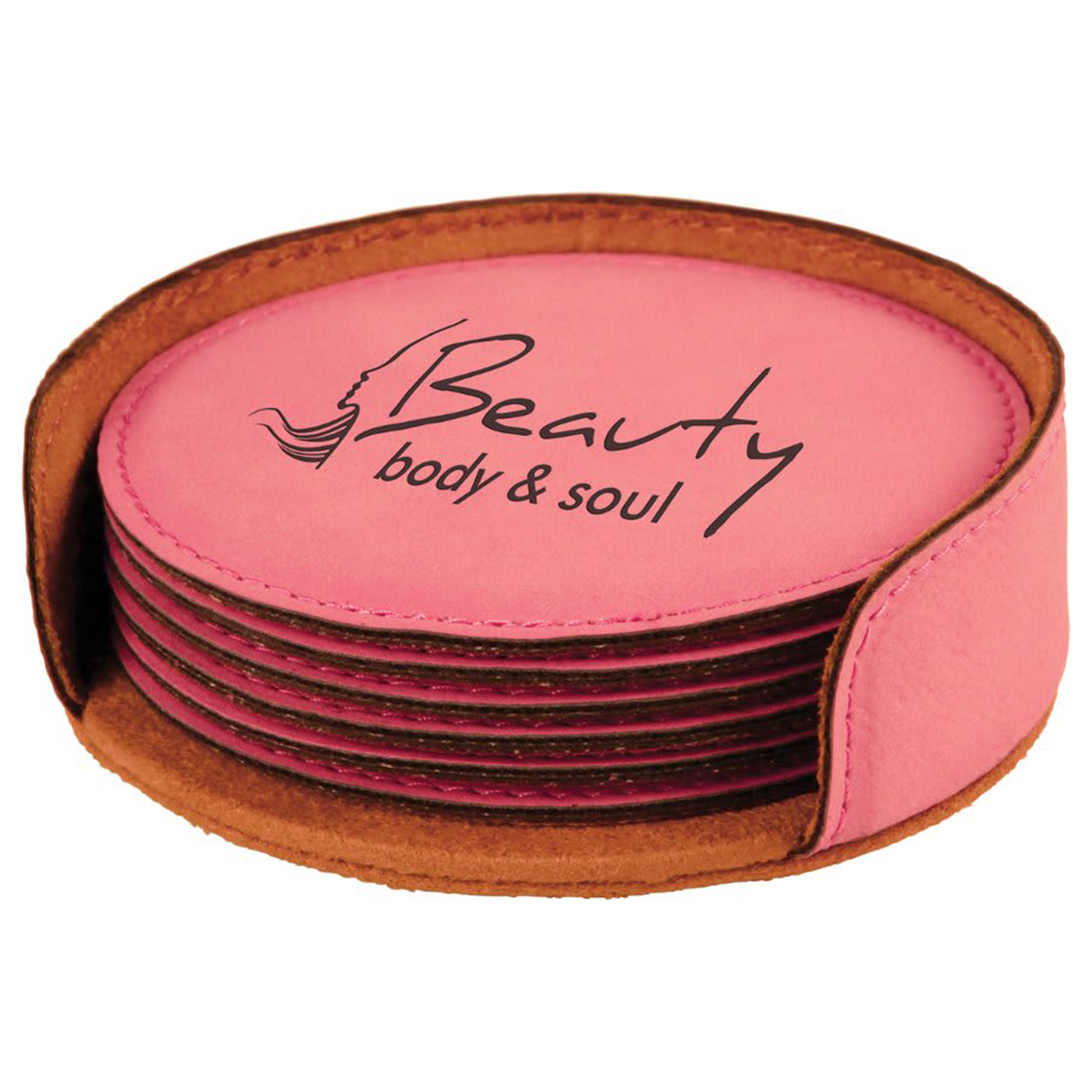 Leatherette Round 6-Coaster Set