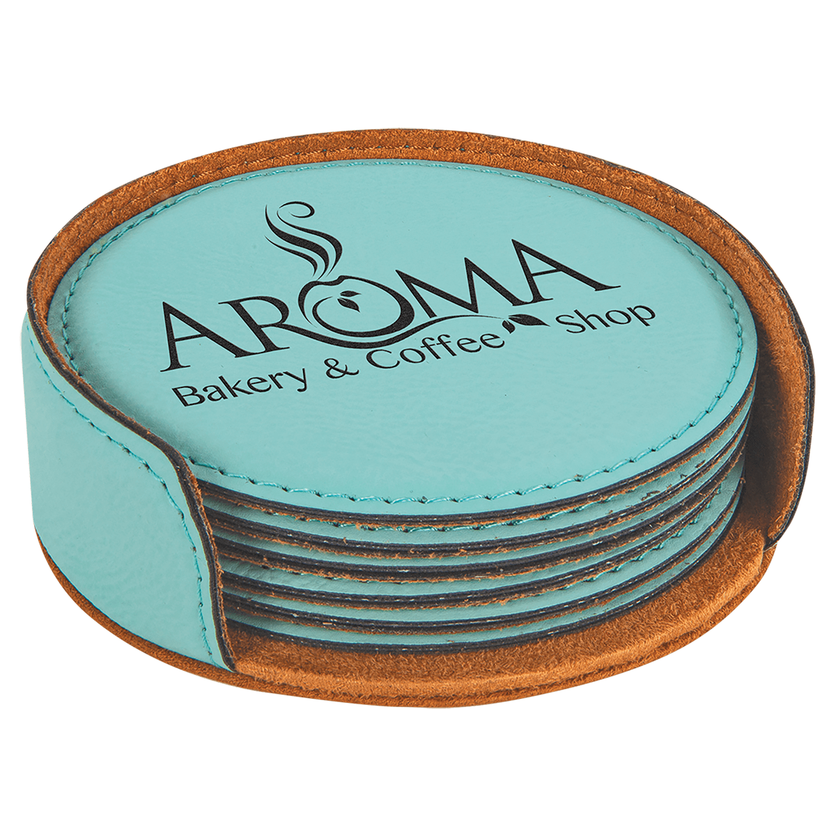 Leatherette Round 6-Coaster Set