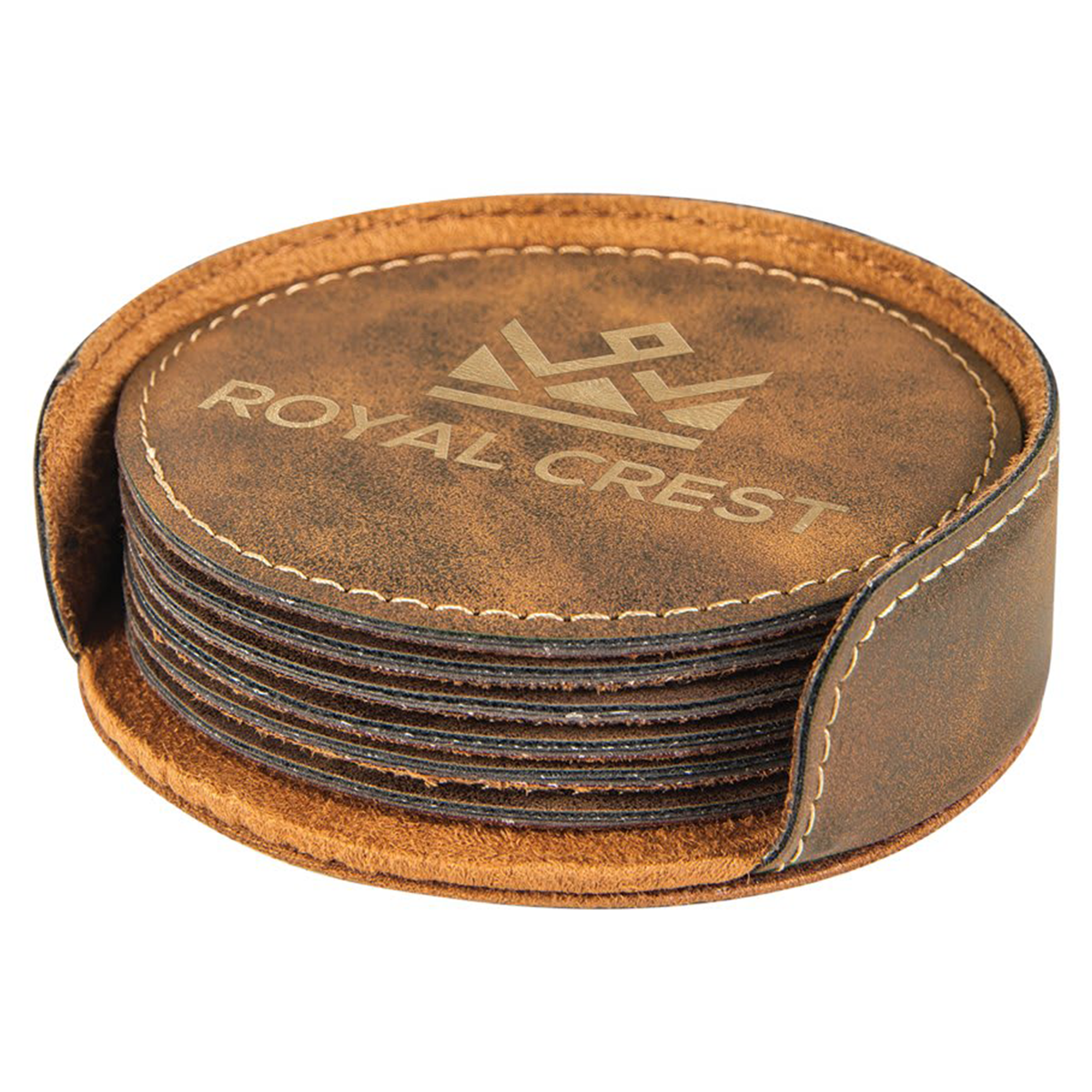 Leatherette Round 6-Coaster Set