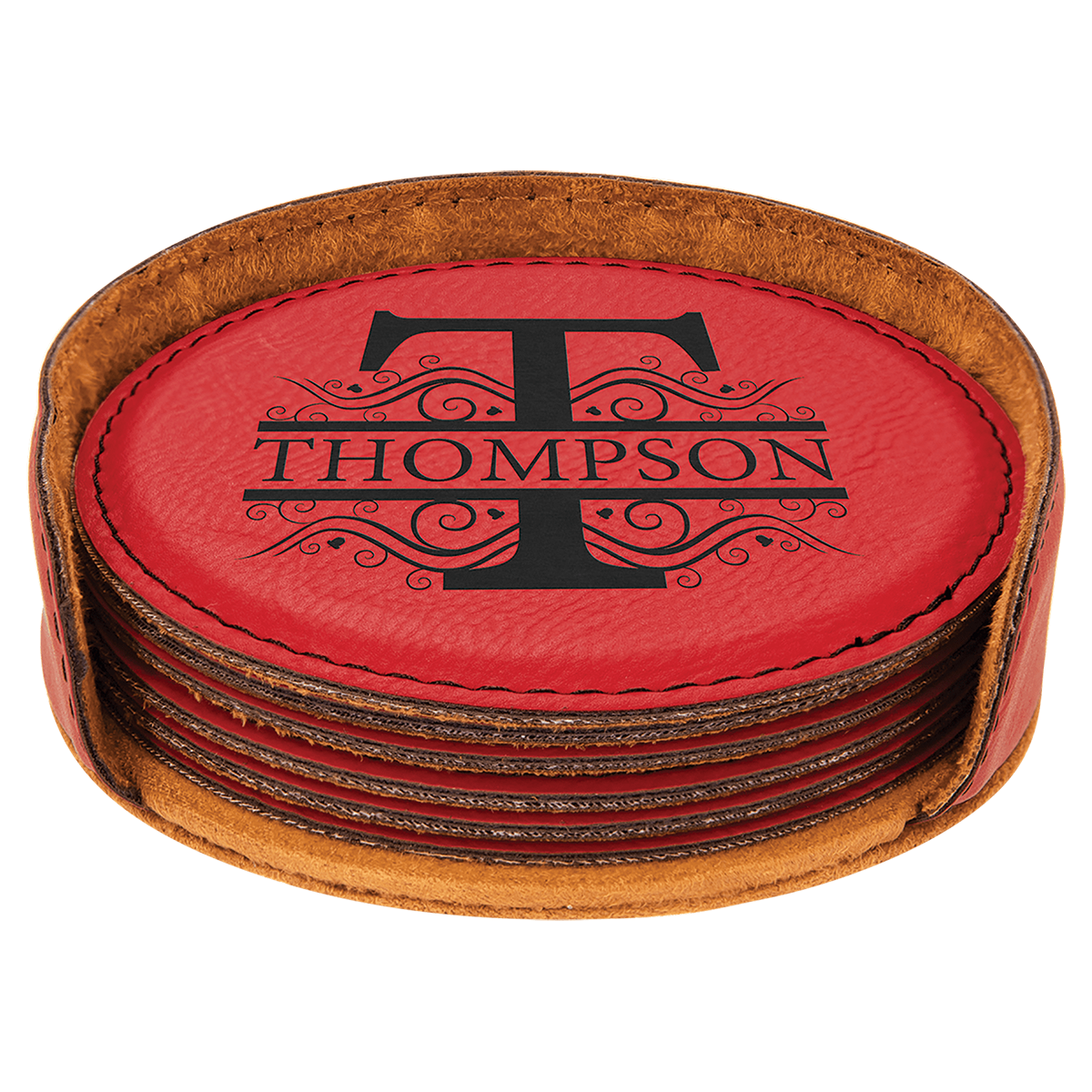 Leatherette Round 6-Coaster Set