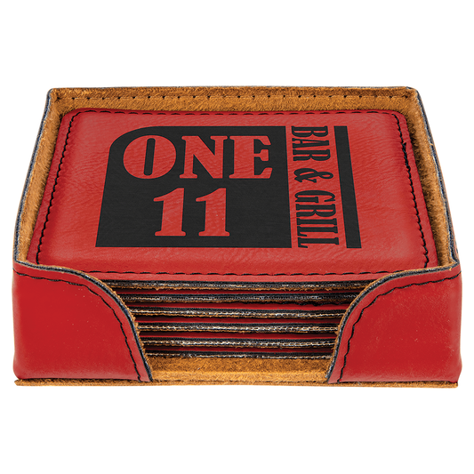 Leatherette Square 6-Coaster Set