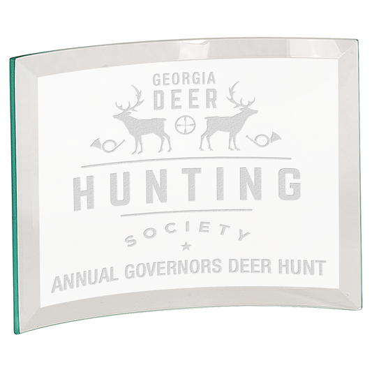 Beveled Jade Glass Crescent Award