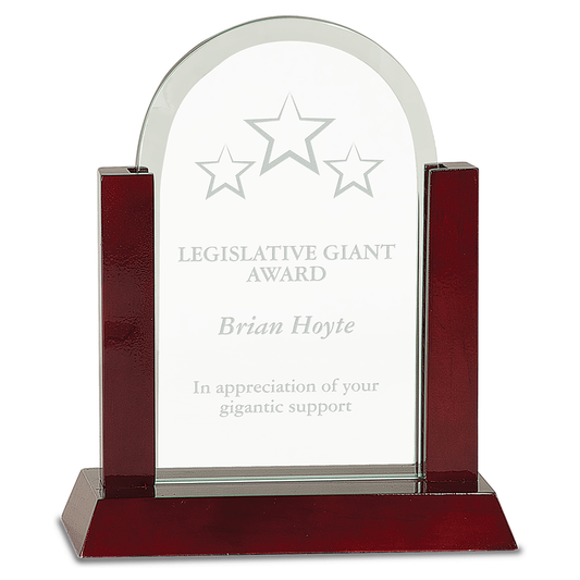 Gateway Jade Dome Glass Award with Rosewood Finish Base