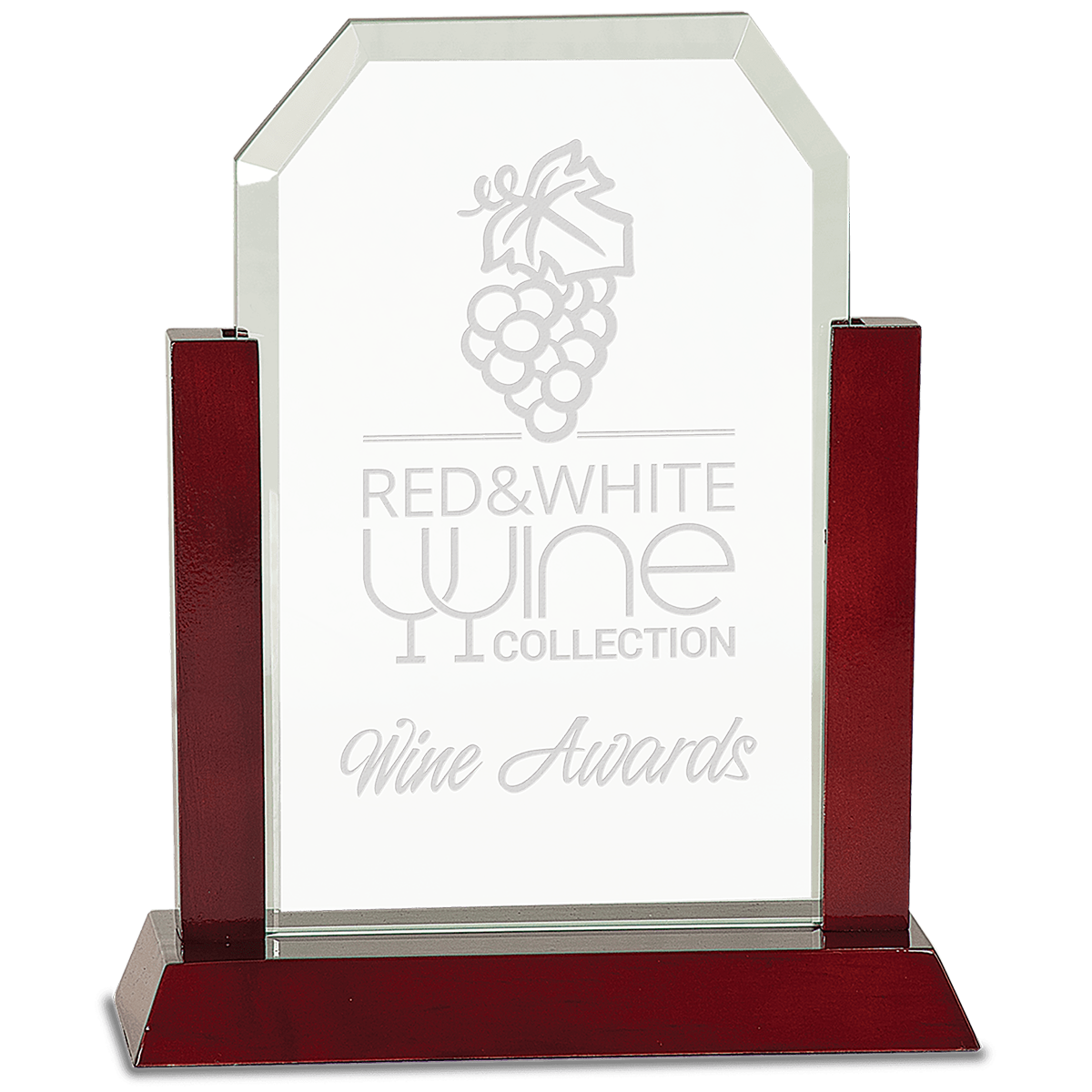 Gateway Jade Clip Corner Glass Award with Rosewood Finish Base