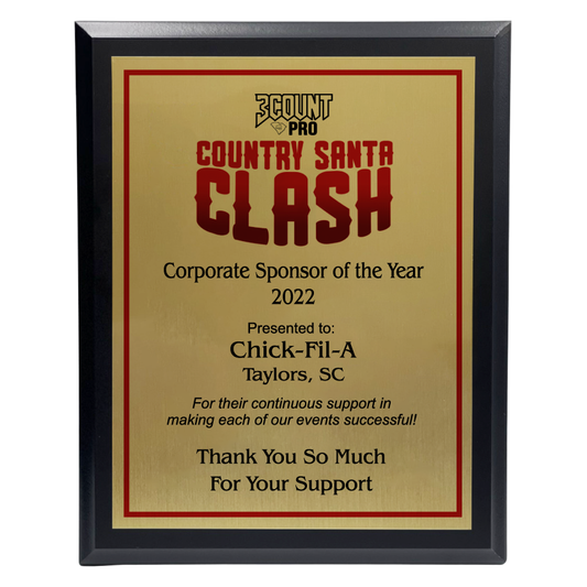 100 Series Plaque in Black, Cherry or Walnut Finish Board with Full Color Sublimated Plate