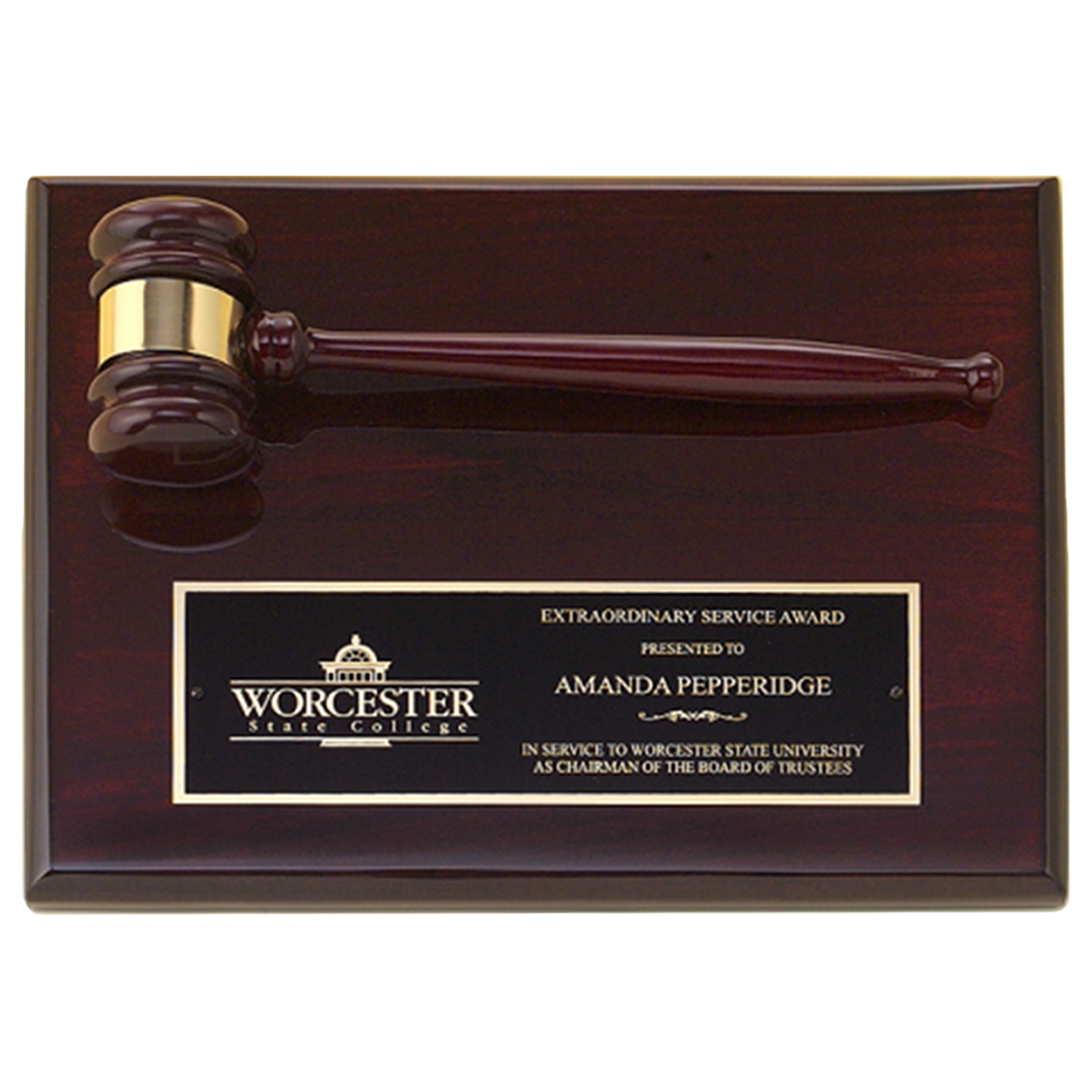 Gavel Plaque on Rosewood Piano Finish Board