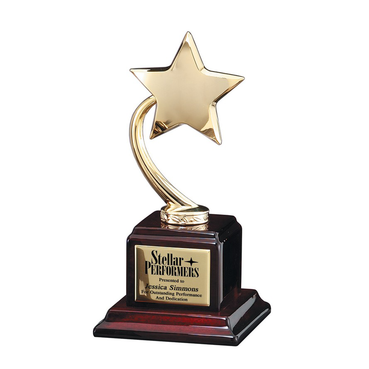 Gold Star On Wood Base