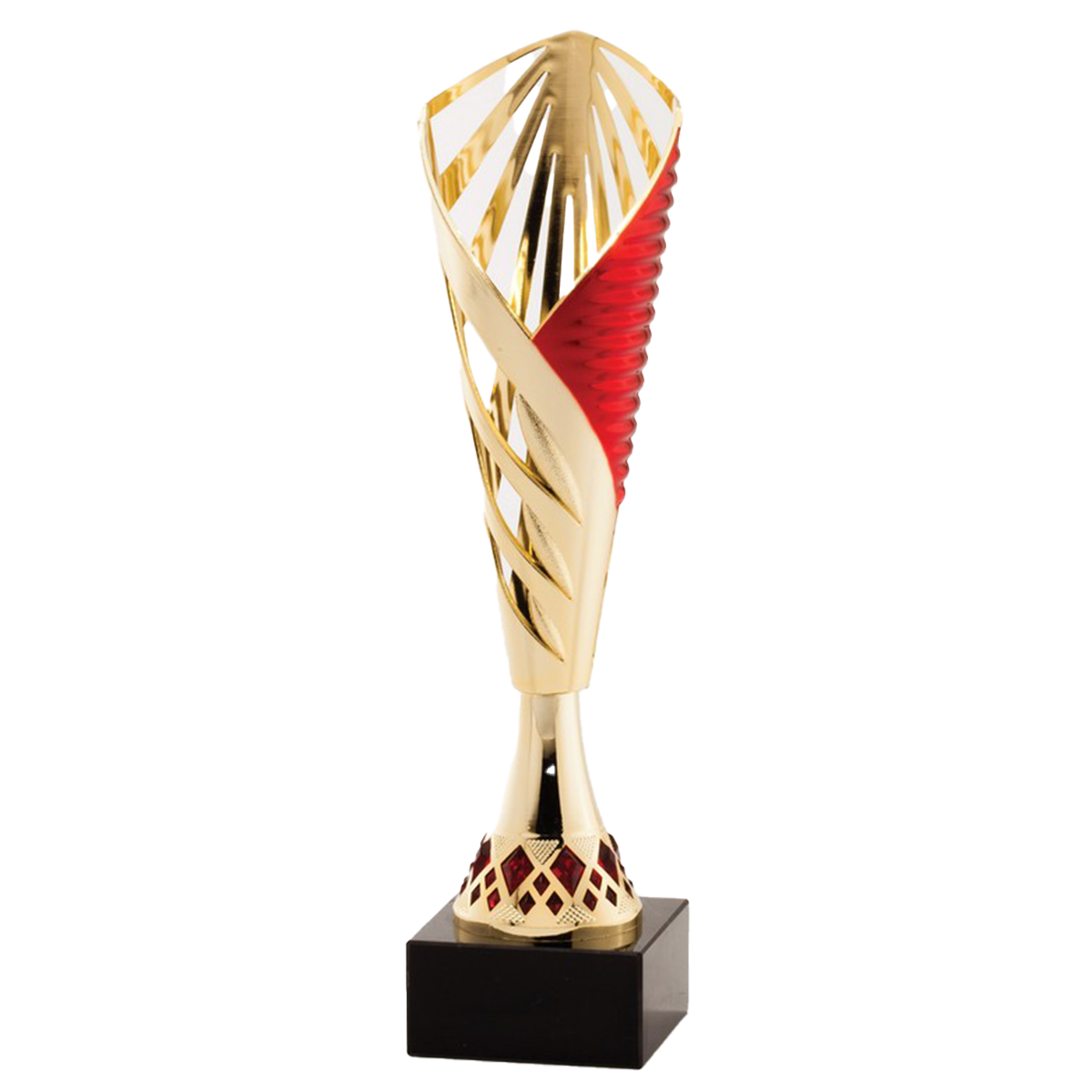 Gold & Red Cup Trophy on Black Marble Base