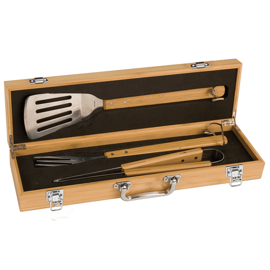 Greenville Skyline BBQ Set - Premium Bamboo & Stainless Steel