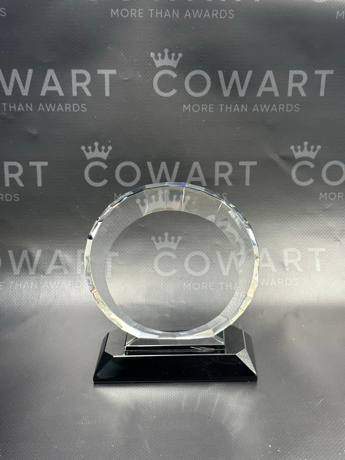 Clear Crystal Round with Rectangle Facets on Black Crystal Base