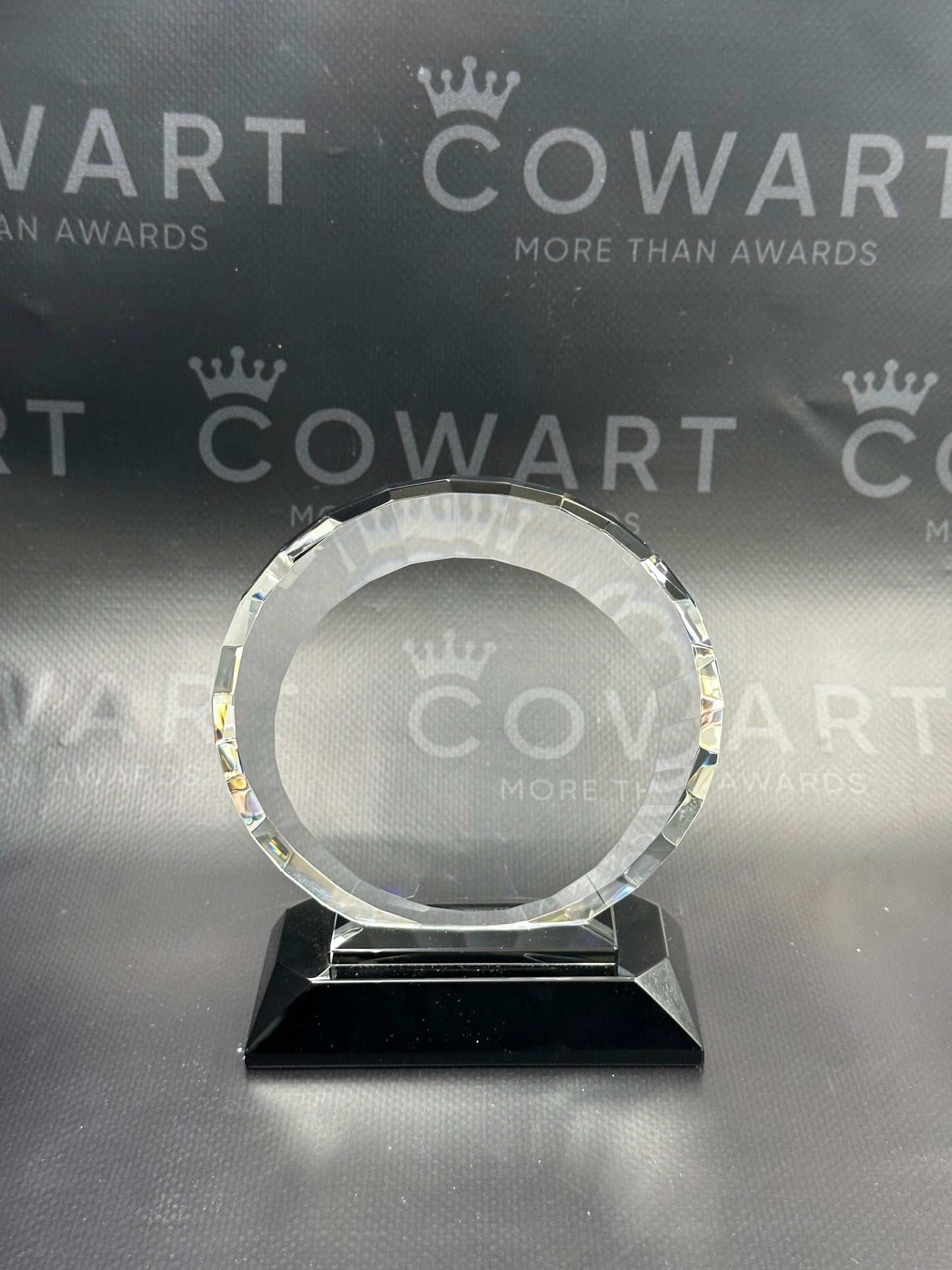 Clear Crystal Round with Rectangle Facets on Black Crystal Base