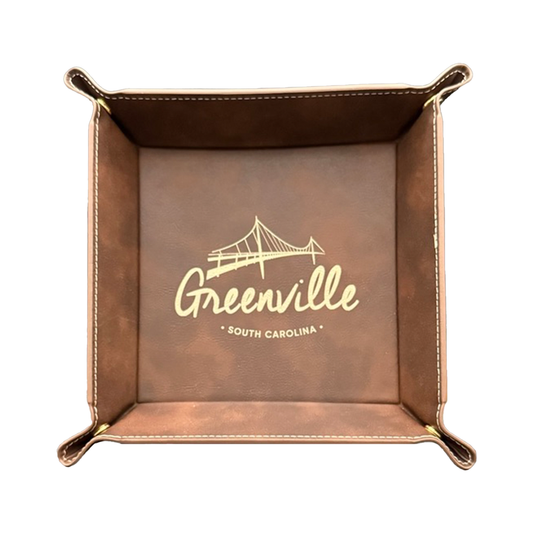 Greenville Script Leatherette Snap Tray - Rustic Gold with Liberty Bridge